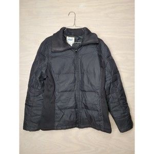 Old Navy Women's SZ Medium Down Jacket Coat Zip Up Long Sleeve Black Zip Pocket